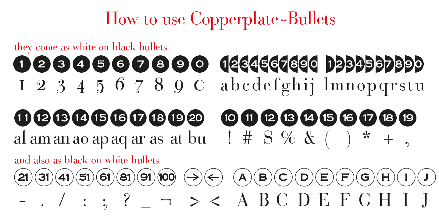 Beispiel einer Bullets Sans neg-Schriftart